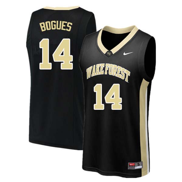 Men #14 Tyrone Bogues Wake Forest Demon Deacons College Basketball Jerseys Sale-Black